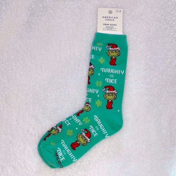 AE Christmas Grinch Crew Socks - Picture 1 of 7